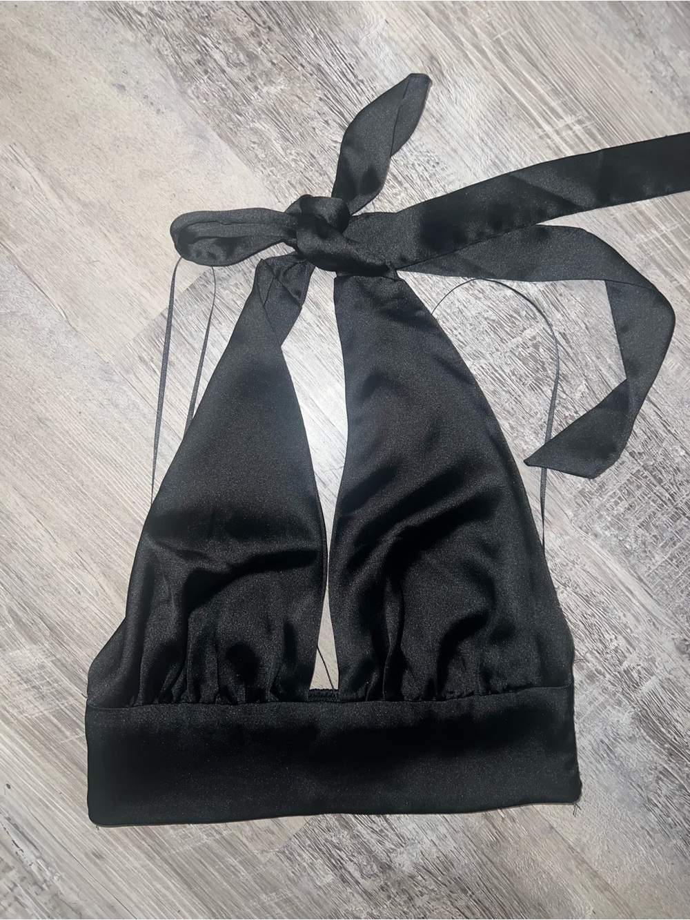 Satin Plunge Halter Tank